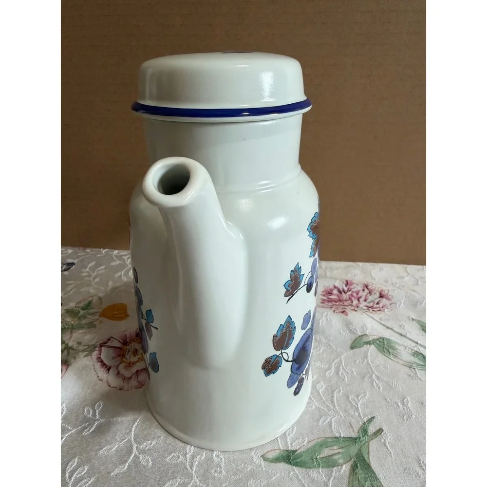Royal Doulton Lambeth Stoneware Festival Coffee Pot LS1010 Blue Floral Vintage
